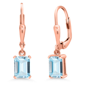 Aquamarine - March_Earrings in 925 Rose Gold Plated Silver