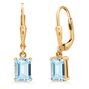 Aquamarine - March_Earrings in 925 Yellow Gold Plated Silver