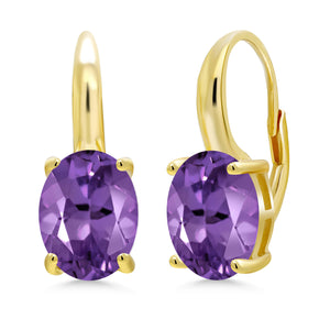 Amethyst - February_Earrings in 925 Yellow Gold Plated Silver