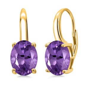Amethyst - February_Earrings in 925 Yellow Gold Plated Silver