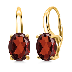 Garnet - January_Earrings in 925 Yellow Gold Plated Silver