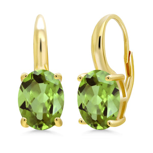 Peridot - August_Earrings in 925 Yellow Gold Plated Silver