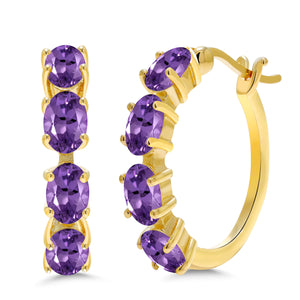 Amethyst - February_Earrings in 925 Yellow Gold Plated Silver
