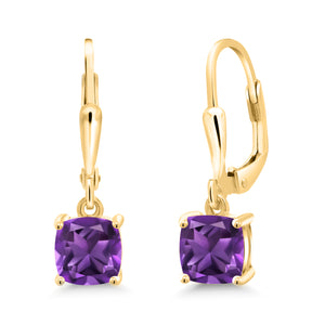 Amethyst - February_Earrings in 925 Yellow Gold Plated Silver