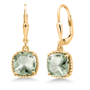 Prasiolite_Earrings in 925 Yellow Gold Plated Silver