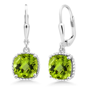Peridot-Checkerboard - August_Earrings in 925 Sterling Silver