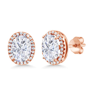 White Moissanite_Earrings in 925 Rose Gold Plated Silver