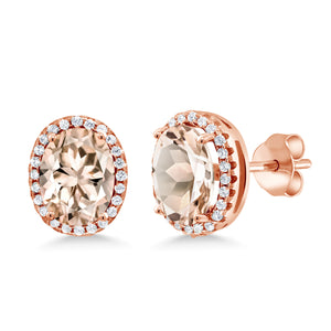 Morganite_Earrings in 925 Rose Gold Plated Silver