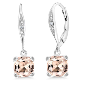 Morganite - October_925 Sterling Silver_Earrings in 925 Sterling Silver