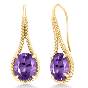 Amethyst - February_Earrings in 925 Yellow Gold Plated Silver