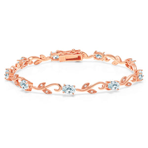 Aquamarine - March_Bracelet in 925 Rose Gold Plated Silver