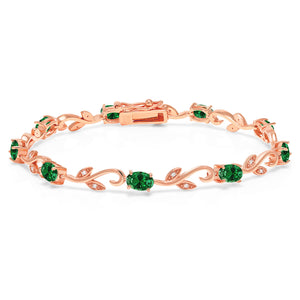 Created Emerald - May_Bracelet in 925 Rose Gold Plated Silver