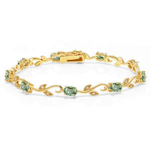 Green Sapphire_Bracelet in 925 Yellow Gold Plated Silver