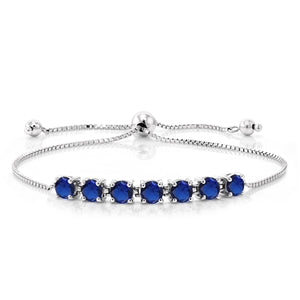 Blue Created Sapphire - September_Bracelet in 925 Sterling Silver