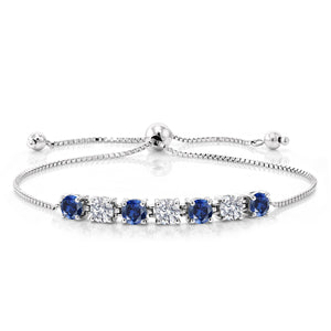 Blue Created Sapphire - September_Bracelet in 925 Sterling Silver