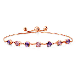 Amethyst - February_925 Rose Gold Plated Silver_Bracelet in 925 Rose Gold Plated Silver