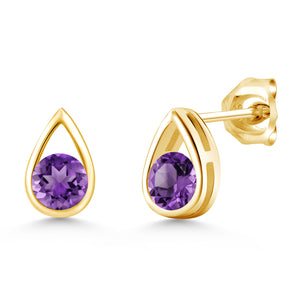Amethyst - February_Earrings in 925 Yellow Gold Plated Silver