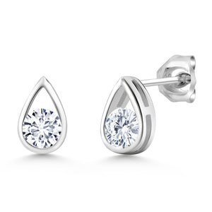 White Lab Grown Diamond - April_Earrings in 925 Sterling Silver