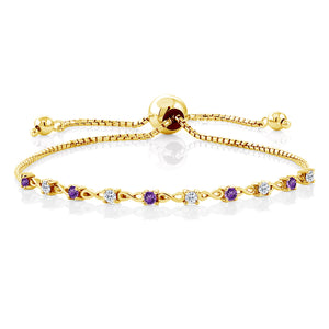 Amethyst - February_Bracelet in 925 Yellow Gold Plated Silver