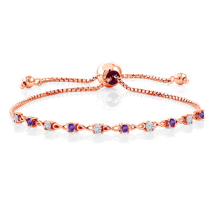 White Moissanite - April_Bracelet in 925 Rose Gold Plated Silver