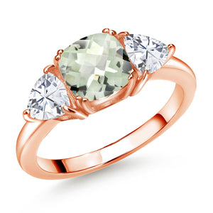 Prasiolite_5_Ring in 925 Rose Gold Plated Silver