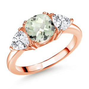 Prasiolite_5_Ring in 925 Rose Gold Plated Silver
