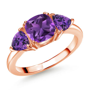 Amethyst - February_5_Ring in 925 Rose Gold Plated Silver
