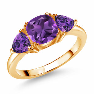 Amethyst - February_5_Ring in 925 Yellow Gold Plated Silver