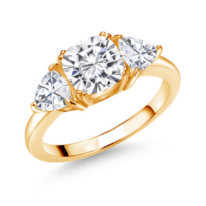 White Moissanite - April_5_Ring in 925 Yellow Gold Plated Silver