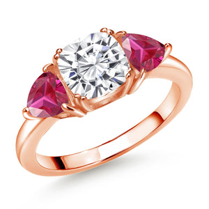 White Moissanite - April_5_Ring in 925 Rose Gold Plated Silver