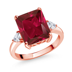Created Ruby - July_5_Ring in 925 Rose Gold Plated Silver