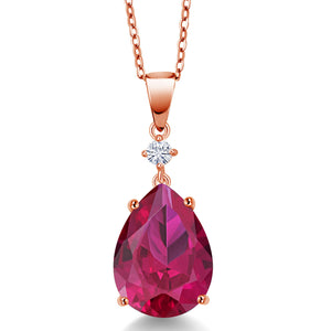 Created Ruby - July_18K Rose Gold Plated Silver_Pendant in 18K Rose Gold Plated Silver