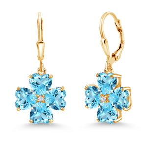 Swiss Blue Topaz - November_Earrings in 925 Yellow Gold Plated Silver