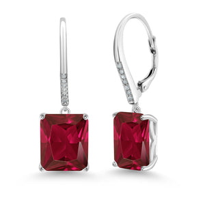 Red Created Ruby - July_925 Sterling Silver_Earrings in 925 Sterling Silver