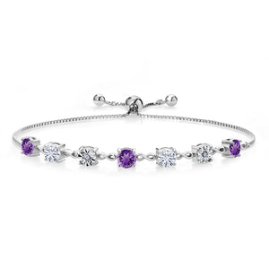 Purple - Near Colorless (GH) and G - H_925 Sterling Silver_Bracelet in 925 Sterling Silver