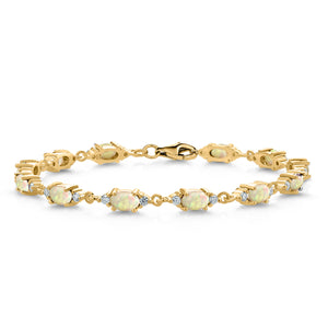 Ethiopian Opal - October_Bracelet in 925 Yellow Gold Plated Silver