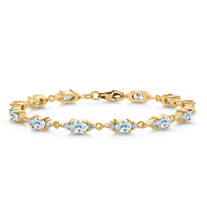 Aquamarine - March_Bracelet in 925 Yellow Gold Plated Silver