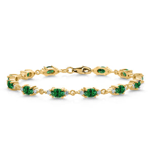 Created Emerald - May_Bracelet in 925 Yellow Gold Plated Silver