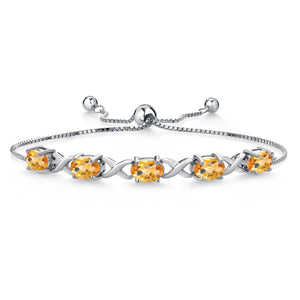 Citrine-Checkerboard - November_Bracelet in 925 Sterling Silver