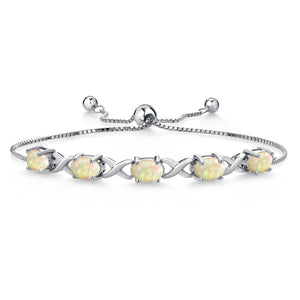 Ethiopian Opal-Cabochon - October_Bracelet in 925 Sterling Silver