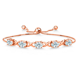 Aquamarine - March_Bracelet in 925 Rose Gold Plated Silver