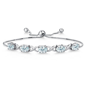 Aquamarine - March_Bracelet in 925 Sterling Silver