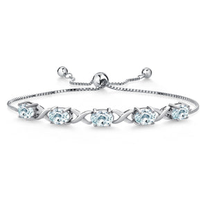 Aquamarine - March_Bracelet in 925 Sterling Silver