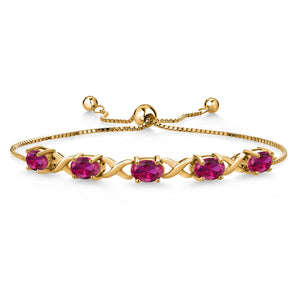 Created Ruby - July_Bracelet in 925 Yellow Gold Plated Silver