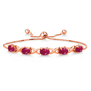 Ruby - July_Bracelet in 925 Rose Gold Plated Silver