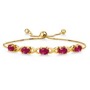 Ruby - July_Bracelet in 925 Yellow Gold Plated Silver
