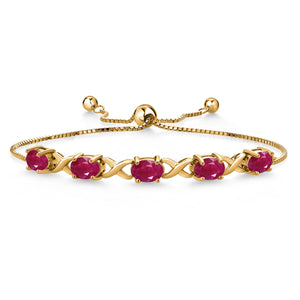 Ruby - July_Bracelet in 925 Yellow Gold Plated Silver