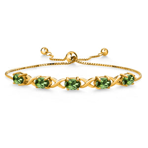 Green Tourmaline - October_Bracelet in 925 Yellow Gold Plated Silver