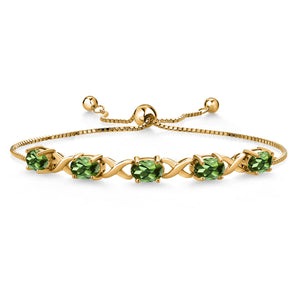 Green Tourmaline - October_Bracelet in 925 Yellow Gold Plated Silver