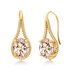 Morganite - October_Earrings in 925 Yellow Gold Plated Silver